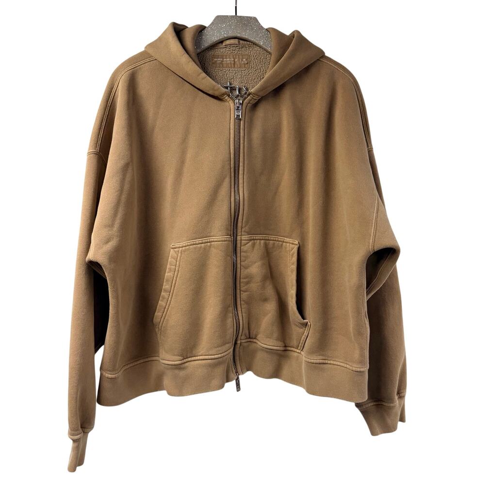 Abercrombie & Fitch Soft Essentials Zip Hoodie Brown M Cropped Cozy Oversized